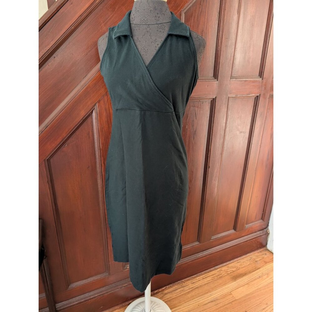 Eddie Bauer Black Sleeveless Wrap Dress W/ Collared Neckline Size S